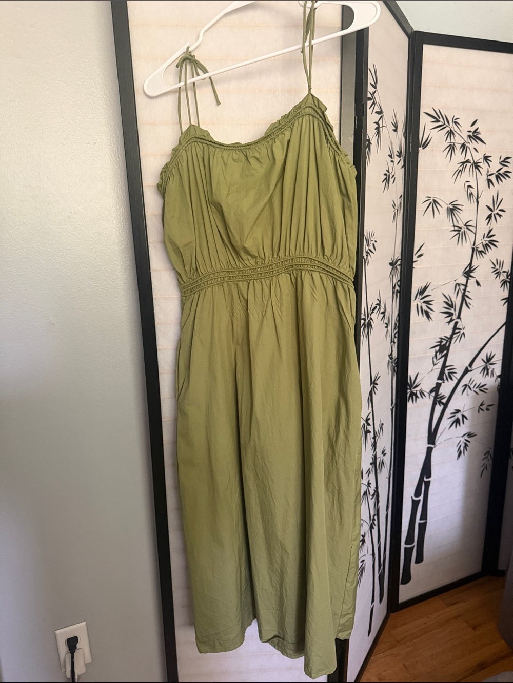 Nordstrom Olive Green Tie-Shoulder Maxi Dress